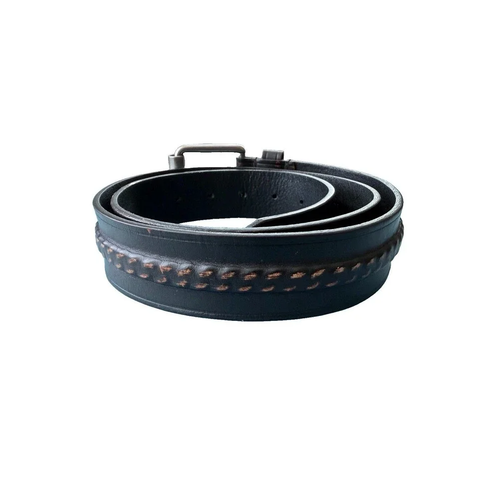 Levi's Men's Size Large 38-40 Black Distressed Leather Roller Buckle Belt